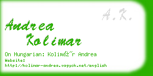 andrea kolimar business card
